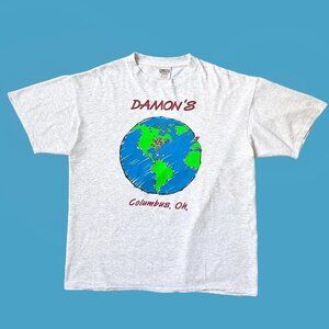 90s Vintage Earth graphic t-shirt Single Stitch Damon's restaurant Columbus Oh.